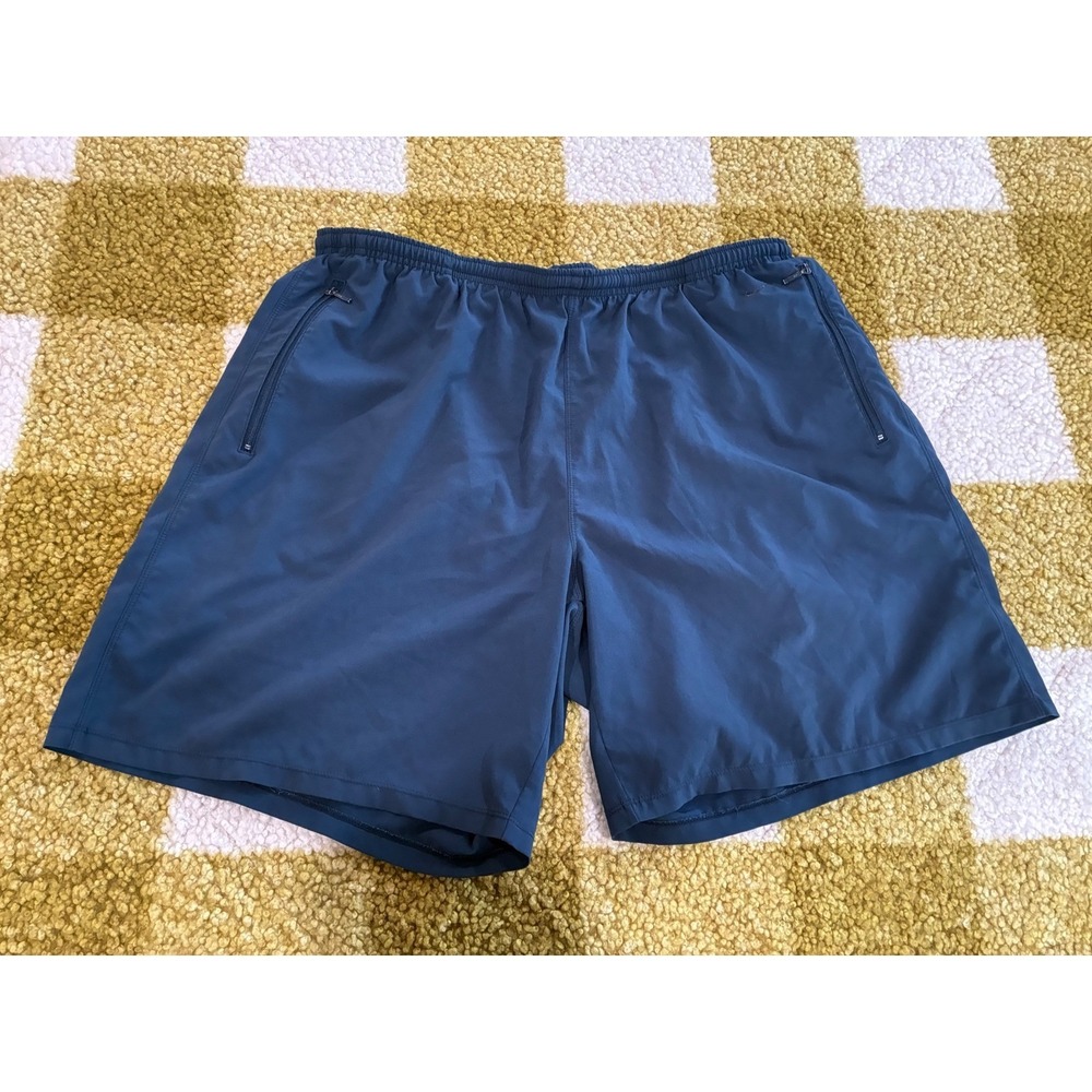 Nike Men XL Navy Blue Athletic Running Training Shorts Zipper Pockets 7in Inseam